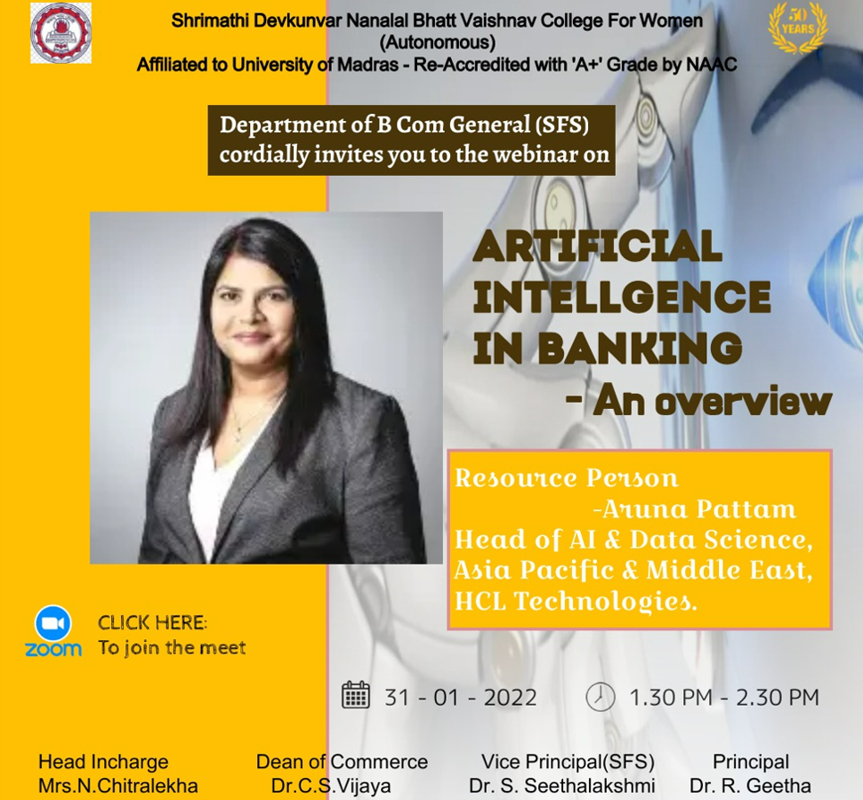 AI in Banking Webinar for SDNB Vaishnav College For Women